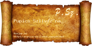 Pupics Szilvána névjegykártya